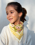 foulard-oscar-pivoine-jaune-rose-rayure-fleur-carreaux-damier-petit-enfant-adulte-porte-milinane