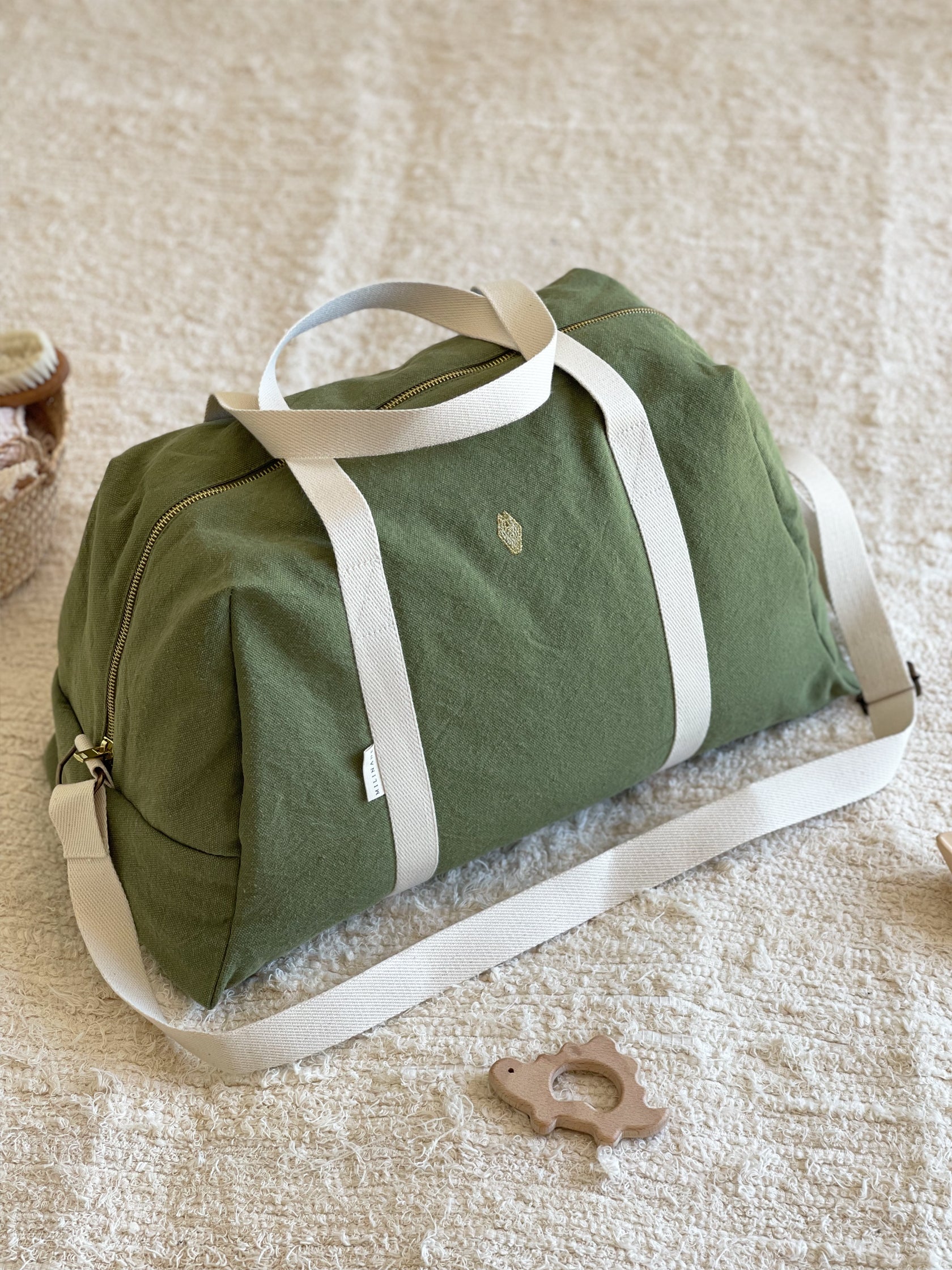 Sac à langer uni Olive en coton MILINANE - Main Image