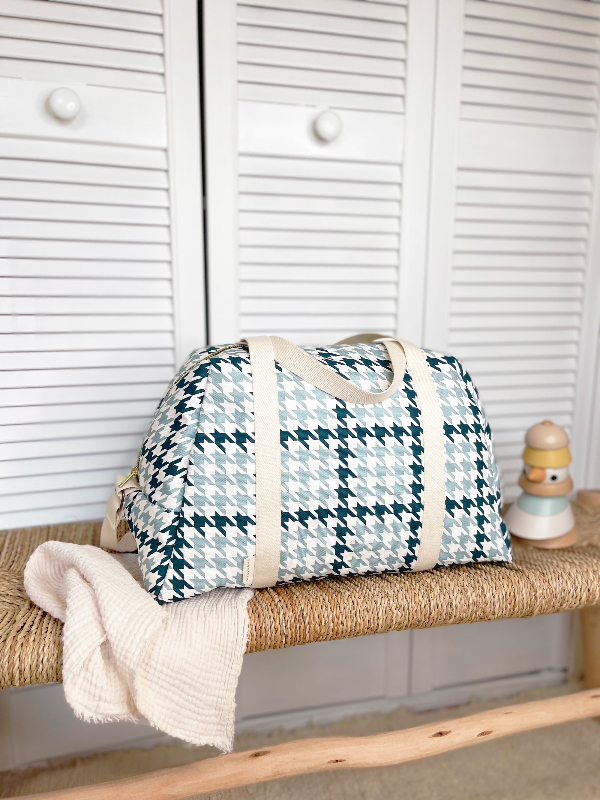 sac-a-langer-pied-de-poule-vert-bleu-milinane