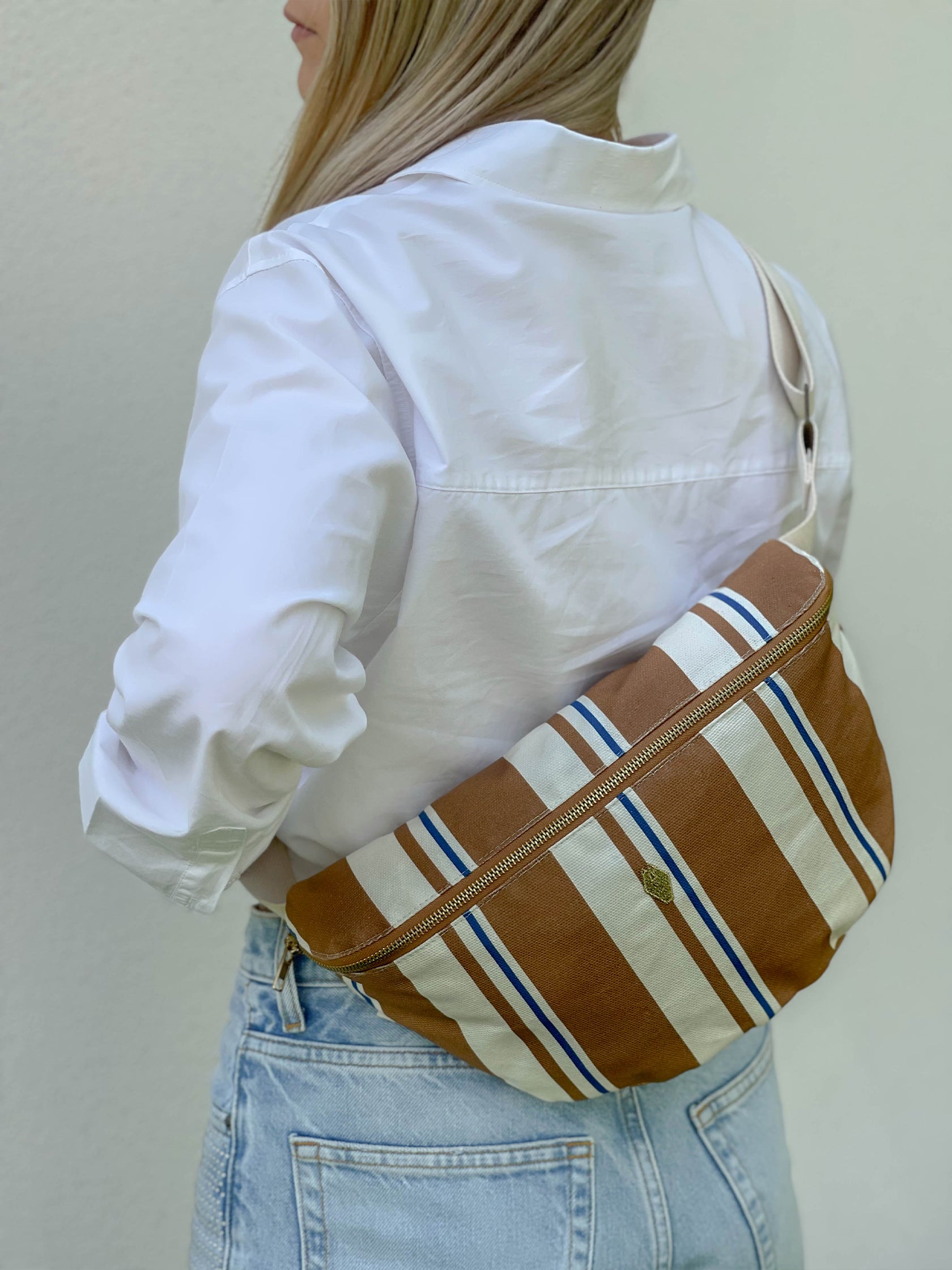 Sac Banane XL 100% coton Rayure Riveira Milinane1