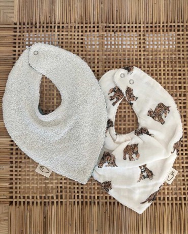 BB&Co - Bavoir-bandana avec embout de dentition - imp. léopard beig