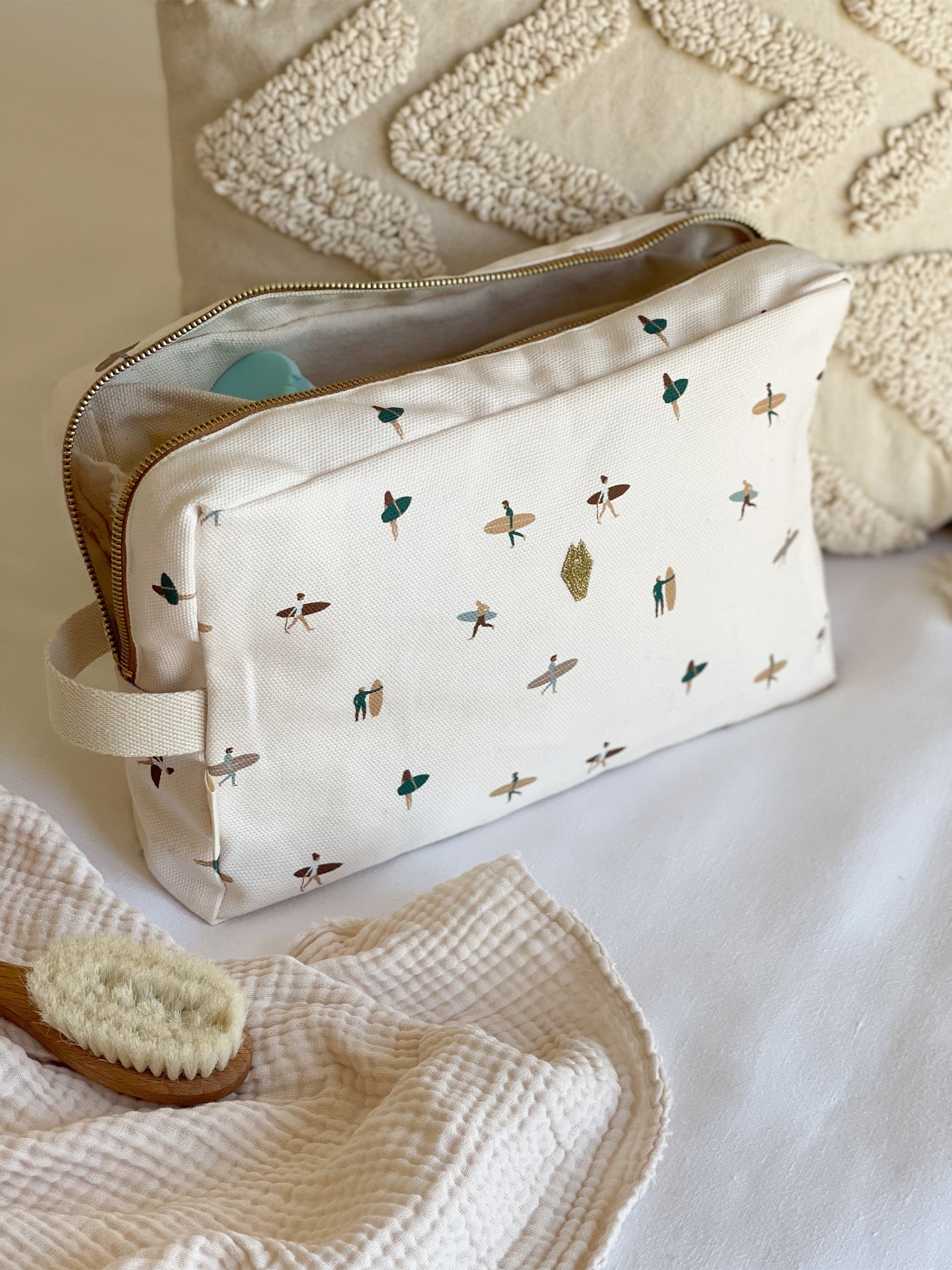 Large cotton toiletry bag