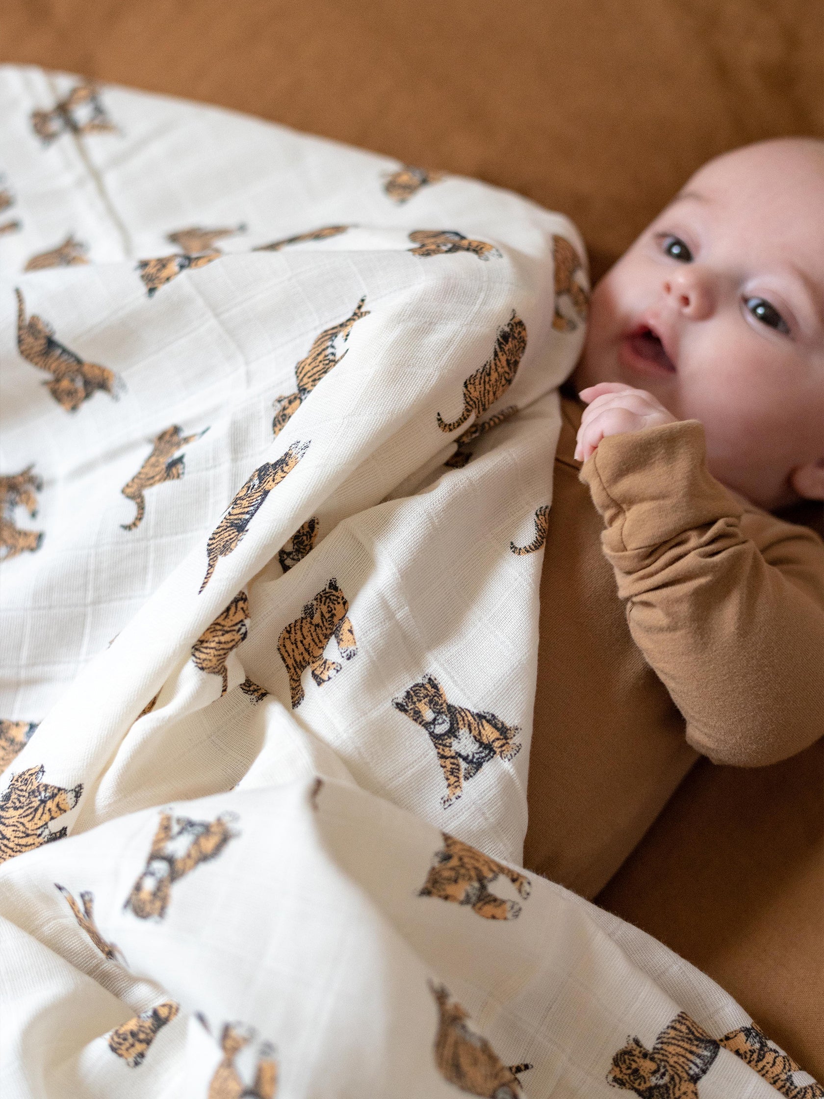 Tiger cotton gauze maxi swaddle