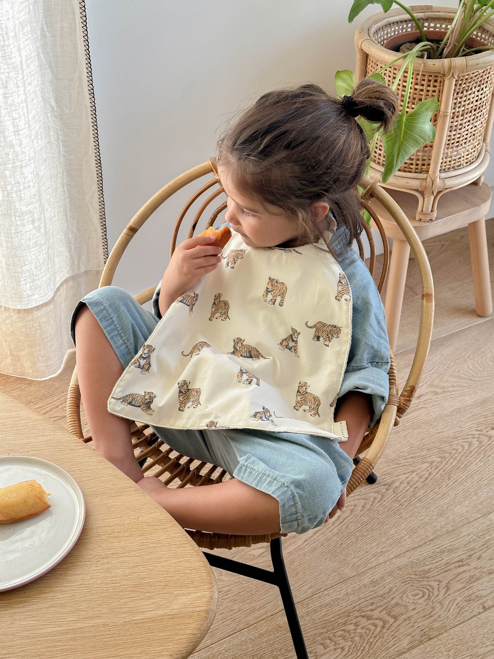 Large elastic cotton bib - Tiger print - Milinane