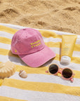 casquette-colette-enfant-coton-delavee-rose-jaune-vanille-fraise-ajustable-plage-sable-milinane