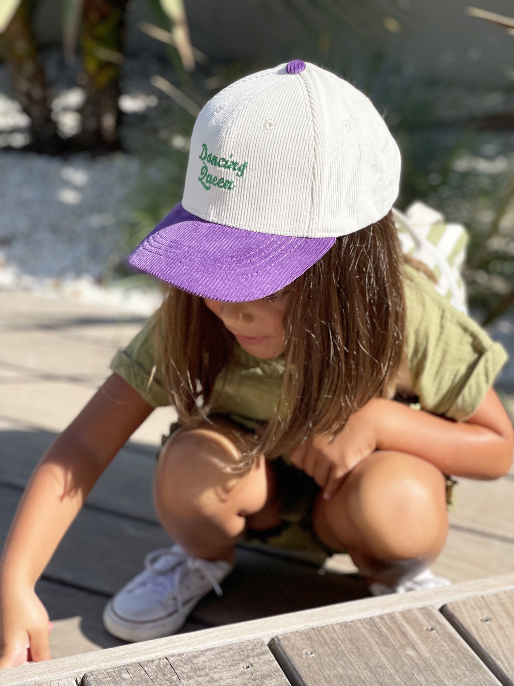 casquette-enfant-colette-disco-dancing-queen-matchy-matchy-violet-vert-milinane