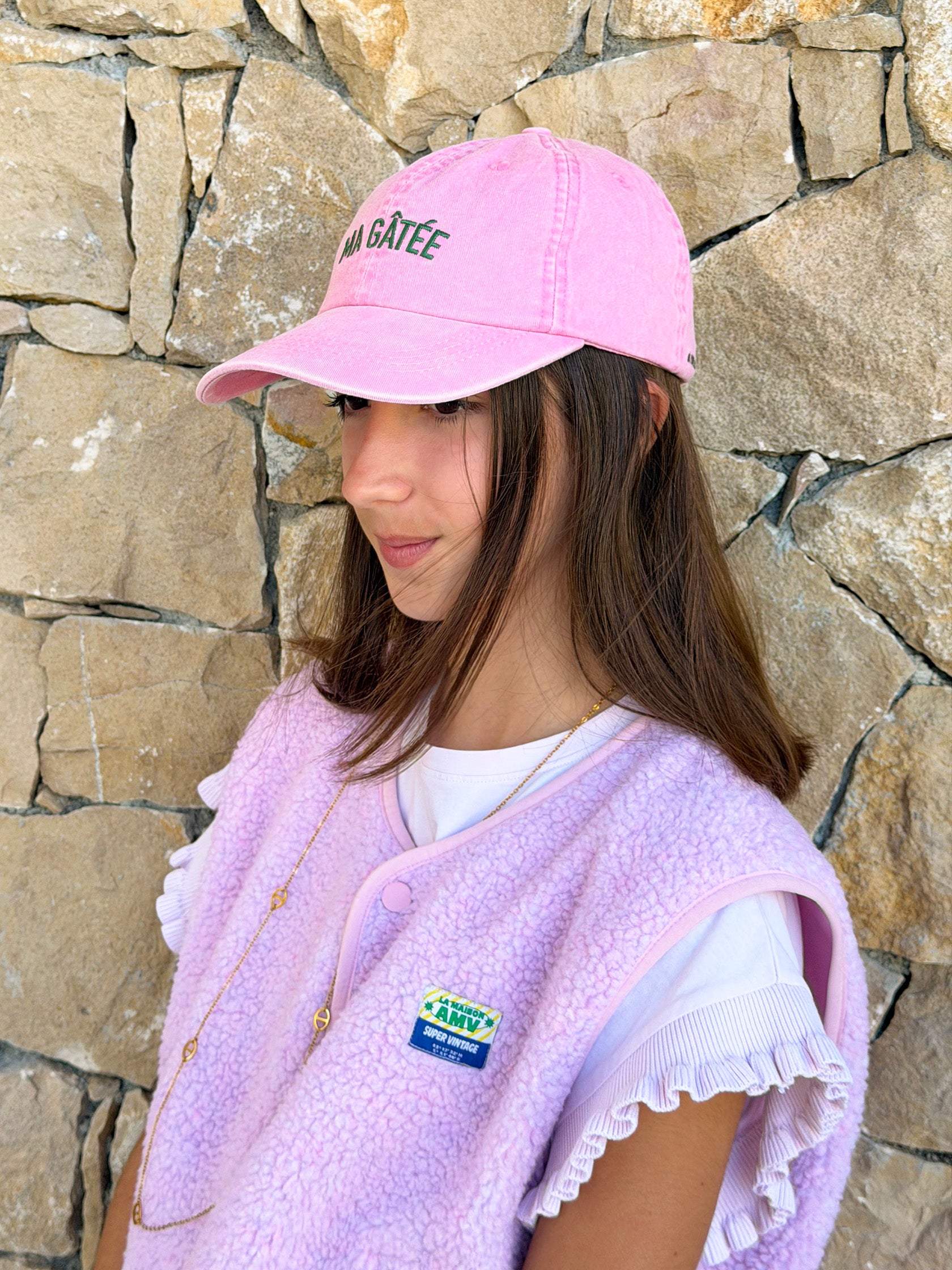 casquette-enfant-et-bebe-ma-gatee-rose-en-coton-delave-milinane