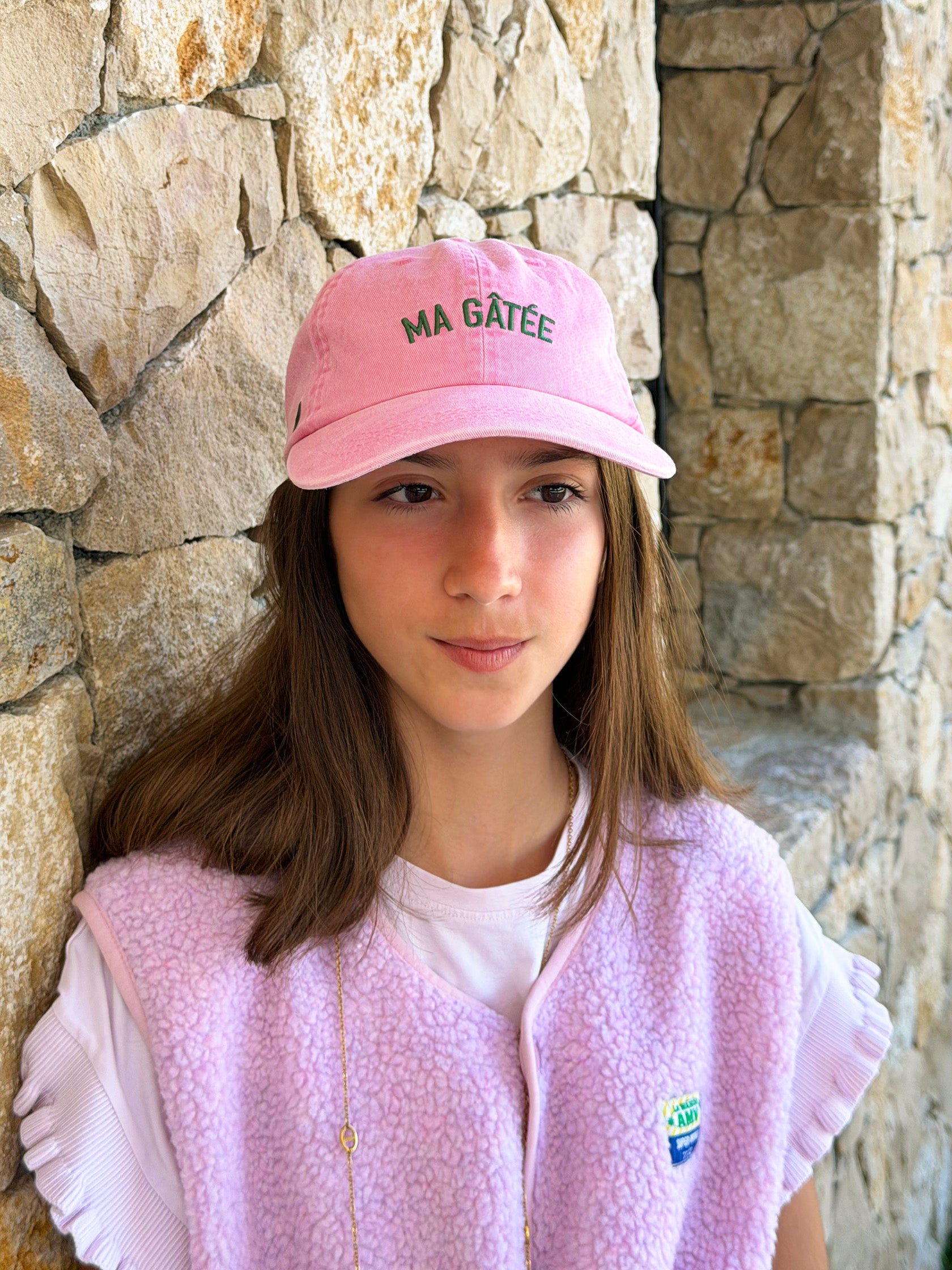 casquette-ma-gatee-enfant-rose-en-coton-delave-milinane