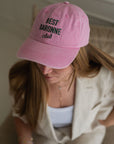 casquette-pour-femme-en-coton-delave-rose-texte-best-daronne-club-milinane