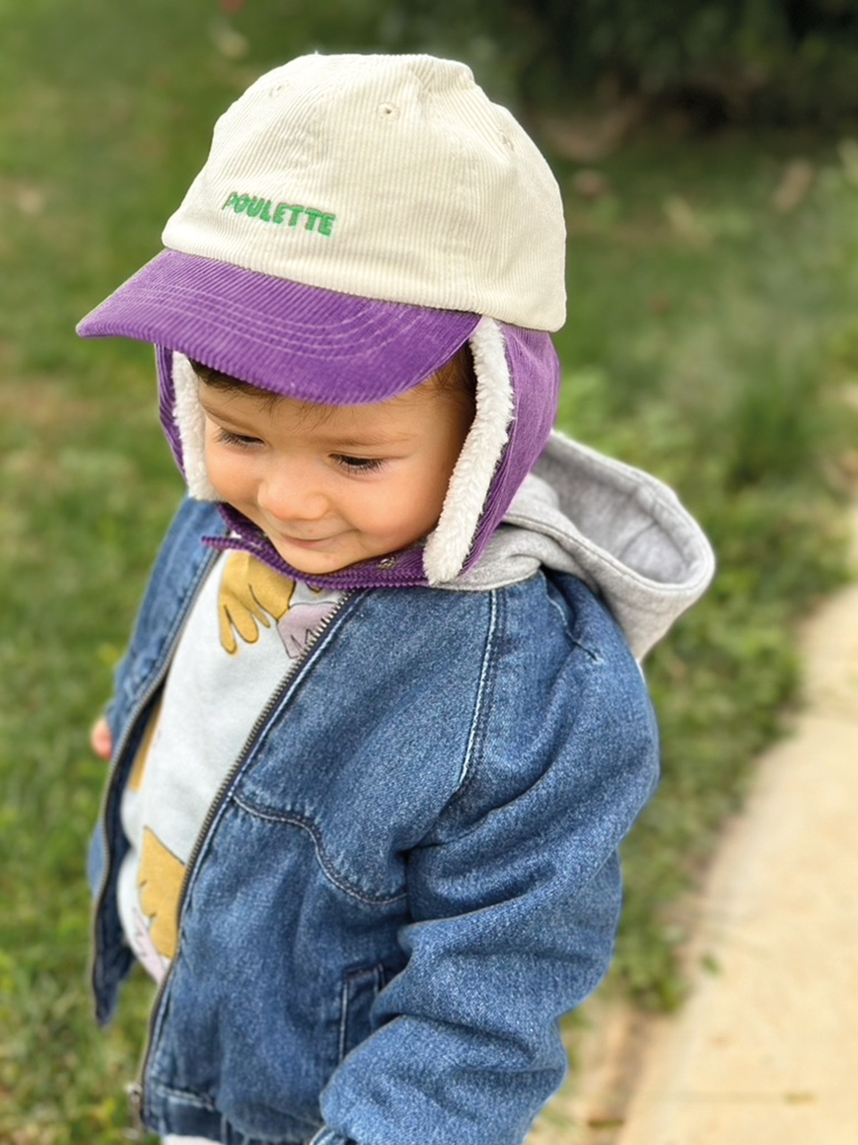 chapka d'hiver pour bébé avec inscription poulette de la marque Milinane