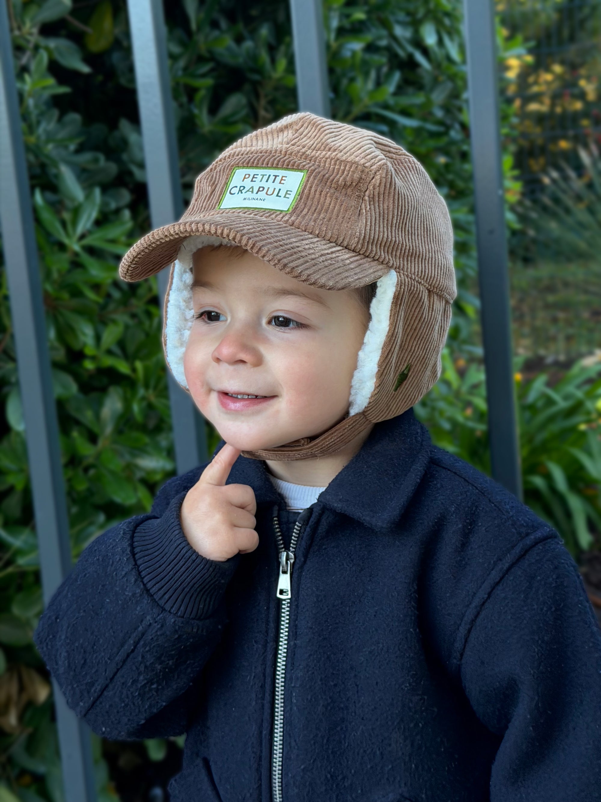 chapka-erika-enfant-bebe-marron-petite-crapule-velours-sherpa-doux-chaud-hiver-porte-milinane