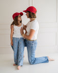 duo-casquettes-adulte-enfant-colette-mere-fille-not-today-ciao-bella-jean-coton-rouge-idee-cadeau-matchy-matchy-milinane