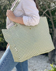 grand sac cabas damier vert