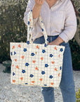 grand sac cabas fleuri en coton milinane