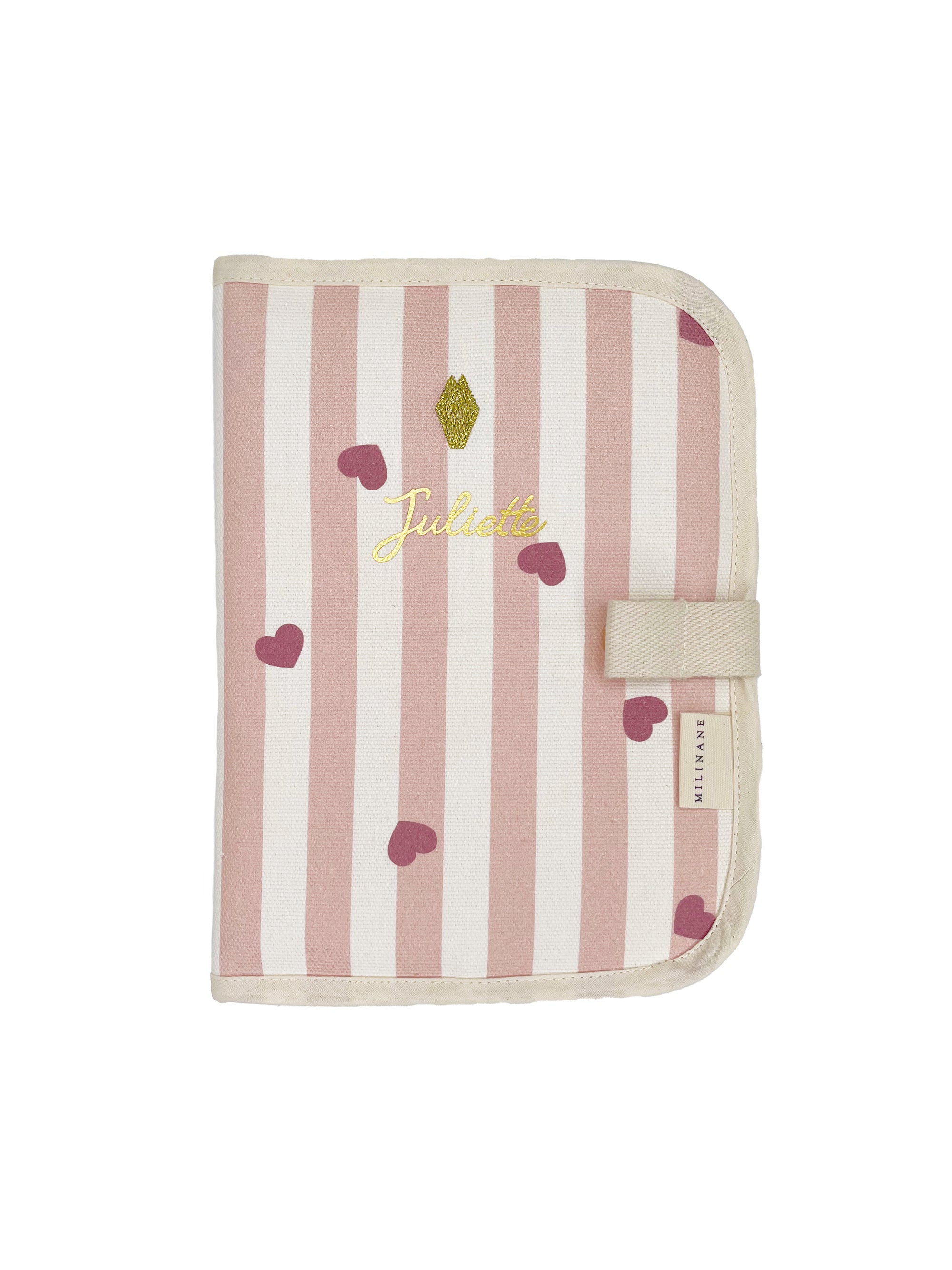 protege-carnet-de-sante-personnalisable-pour-bebe-rayure-coeur-rose-milinane