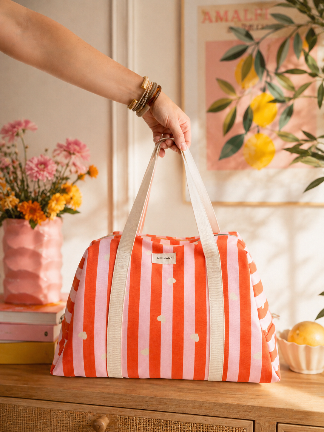 sac-a-langer-joseph-maternite-maman-femme-bebe-enfant-motif-rayures-coeurs-rose-orange-lollipop-milinane