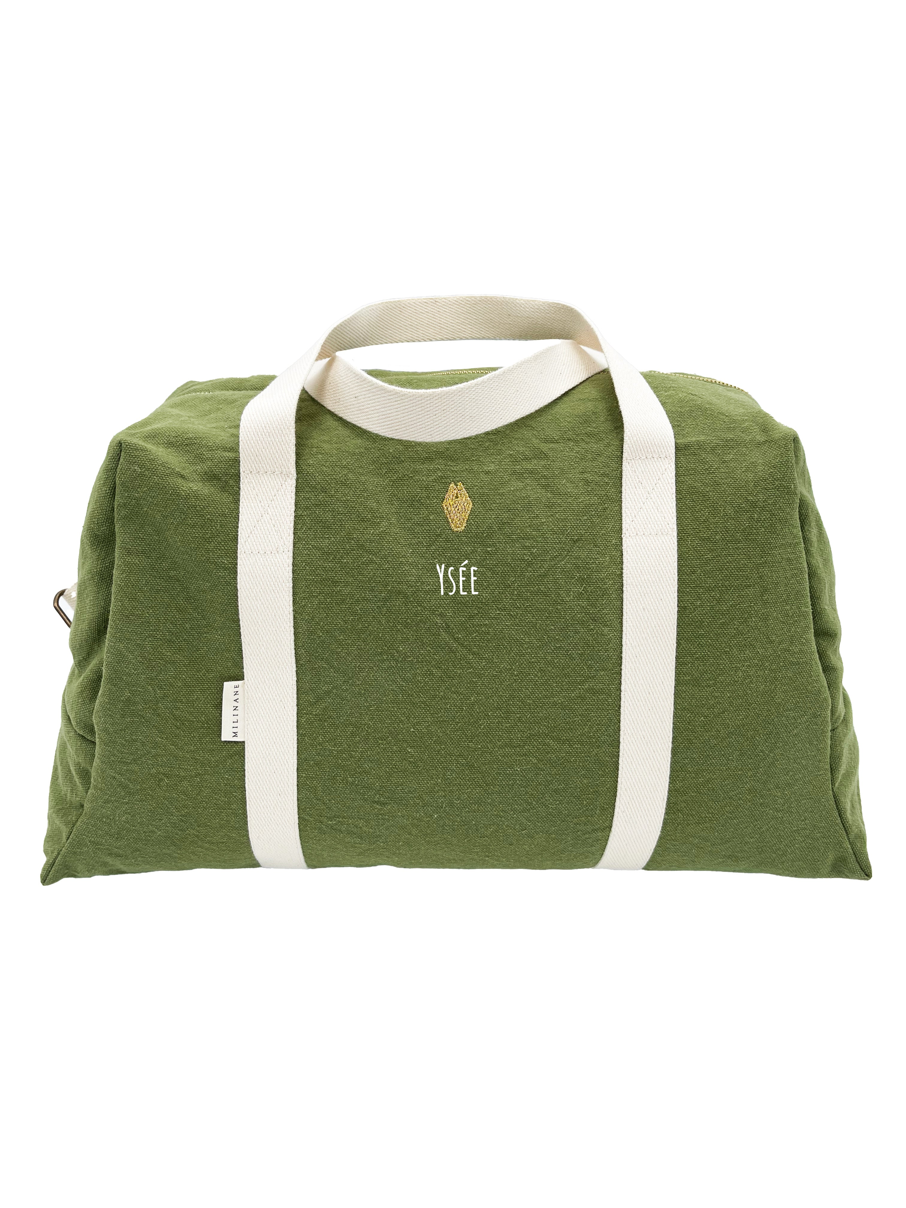 Olive plain cotton changing bag - MILINANE