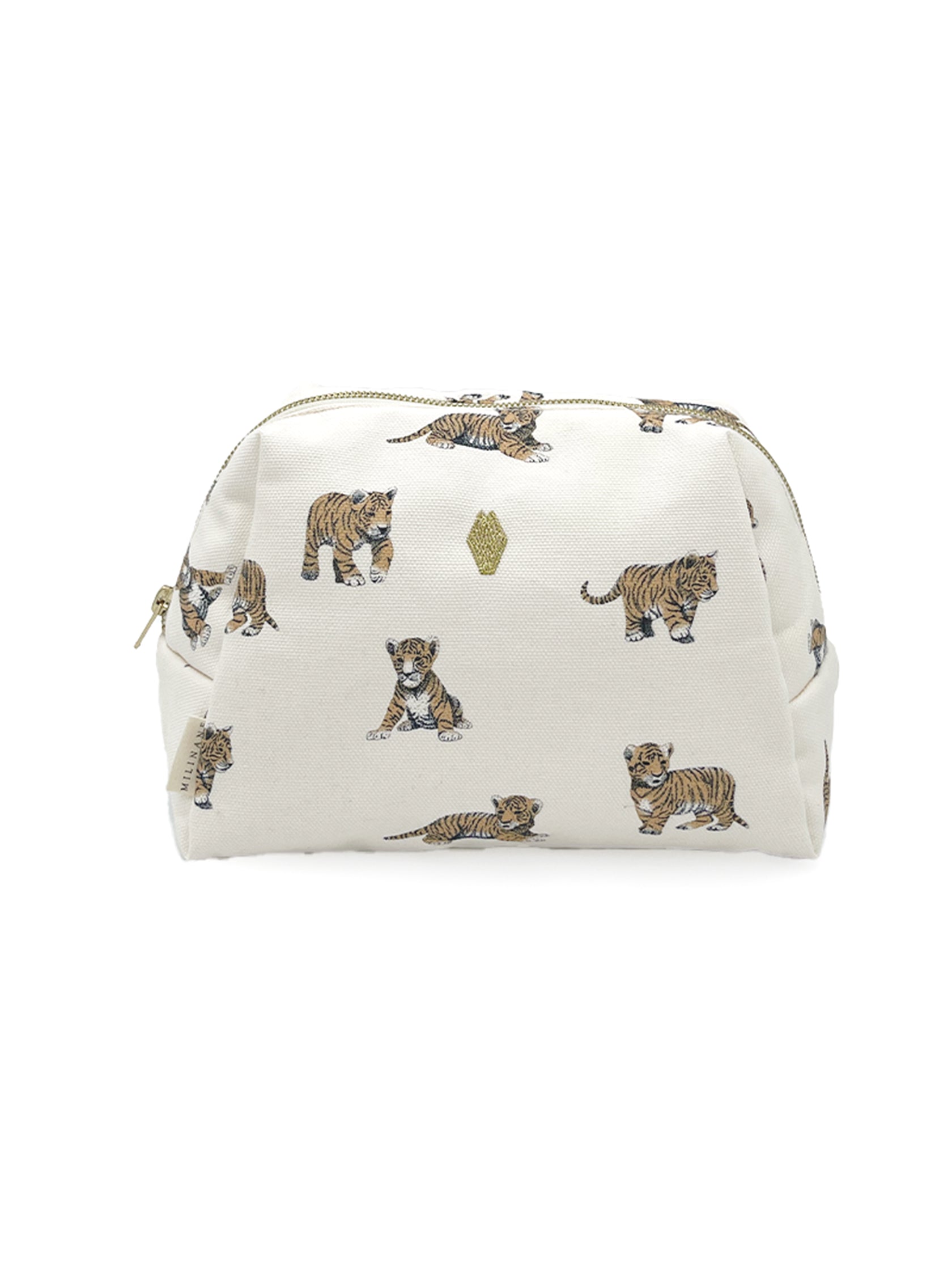 trousse de toilette  en coton pour bébé imprimé tigre milinane